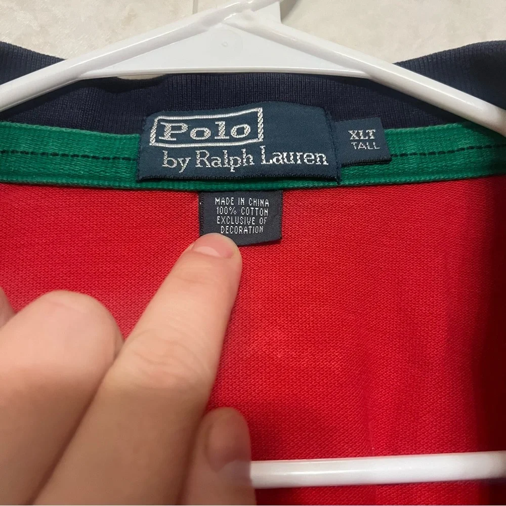Ralph‎ Lauren Red Polo Shirt with Blue Collar